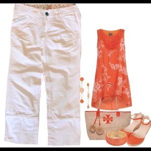 Via Delle Rose💯% Cotton white capris size S